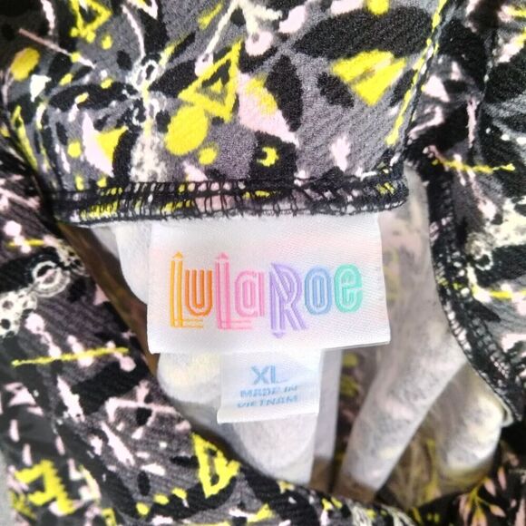 Lularoe NEW! Cassie Skirt Womens Size XL Black Gray Yellow Geometric Pull On - Picture 12 of 13